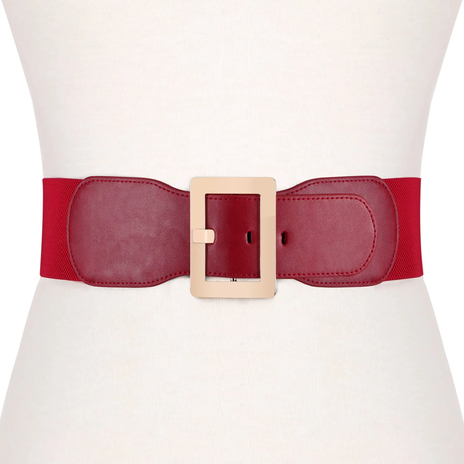 Women Dress Waist Cinch Belt Stretchy Elastic Vintage Belts For Dress With Metal Buckle In 7.5cm by JASGOOD