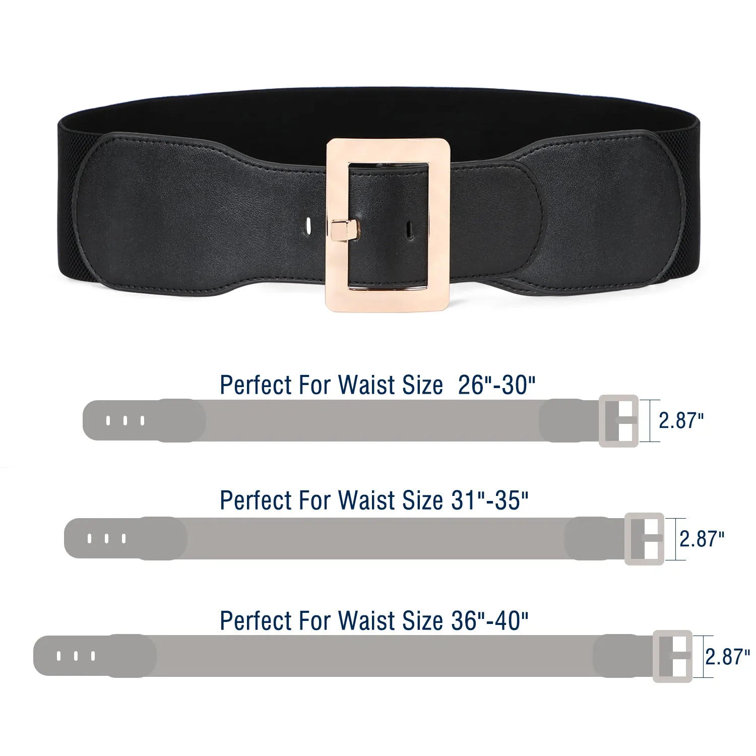 Women Dress Waist Cinch Belt Stretchy Elastic Vintage Belts For Dress With Metal Buckle In 7.5cm by JASGOOD