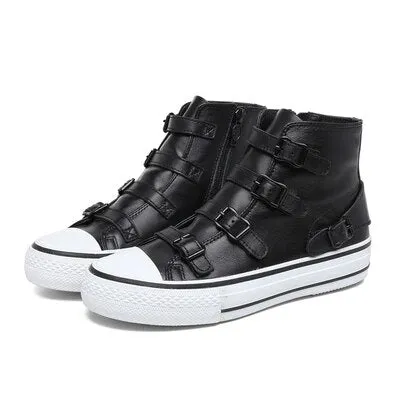 Women Genuine Sheepskin Leather Casual Flat Sneakers