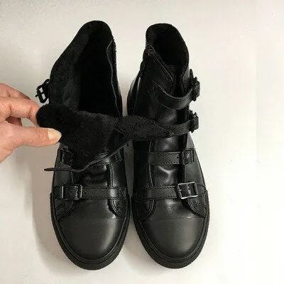 Women Genuine Sheepskin Leather Casual Flat Sneakers
