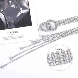 Women Halloween Rhinestone Belt Shiny Diamond Crystal Ladies Waist Belt for Jeans Dresses Silver Gold