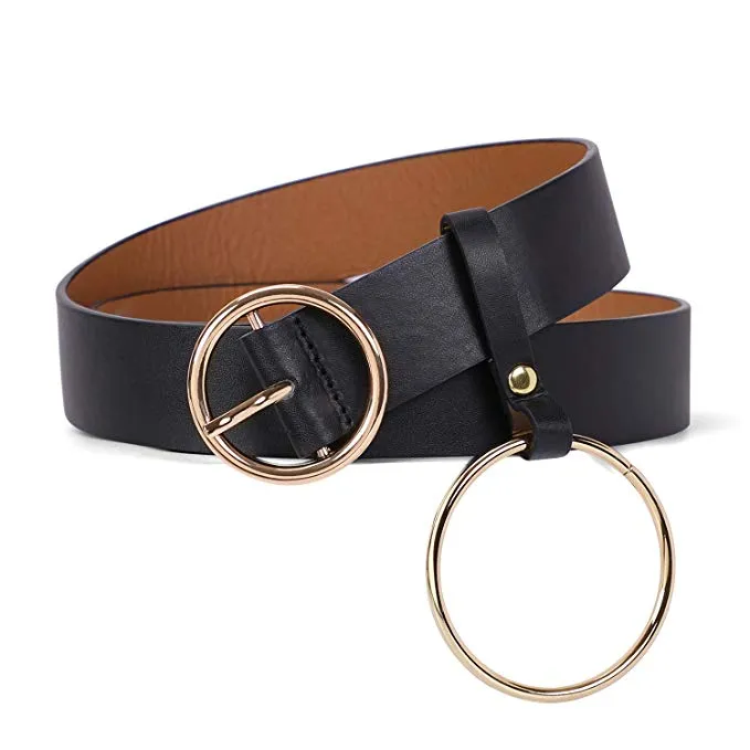 Women Heart-shaped Belt Wide PU Leather Belt Metal Buckle for Women Girls Students Halloween Costume