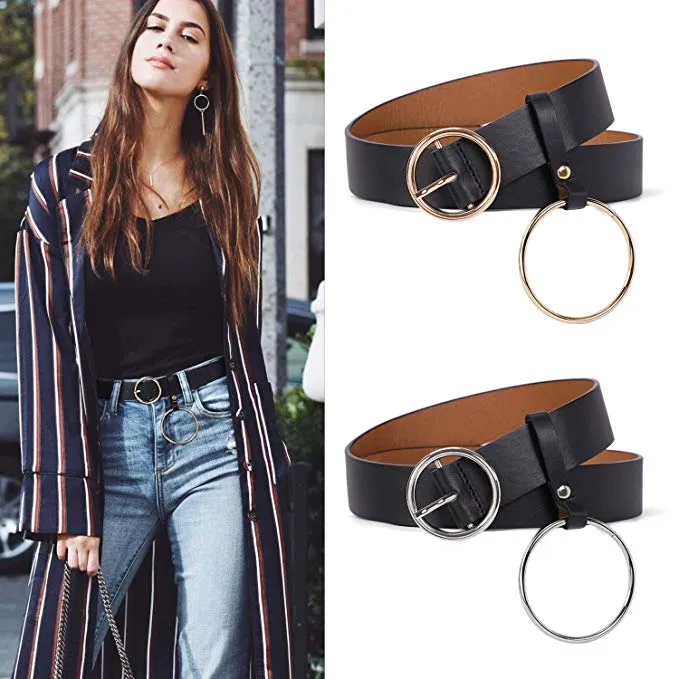 Women Heart-shaped Belt Wide PU Leather Belt Metal Buckle for Women Girls Students Halloween Costume