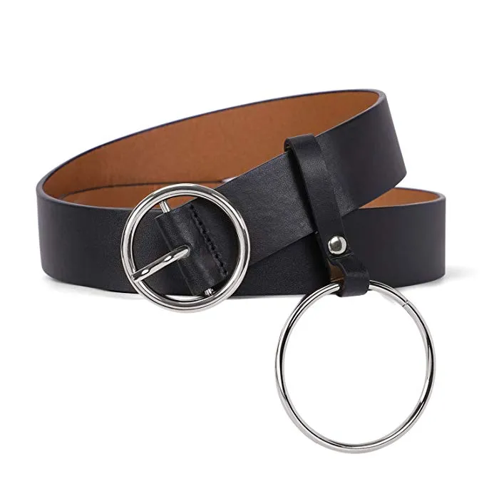 Women Heart-shaped Belt Wide PU Leather Belt Metal Buckle for Women Girls Students Halloween Costume