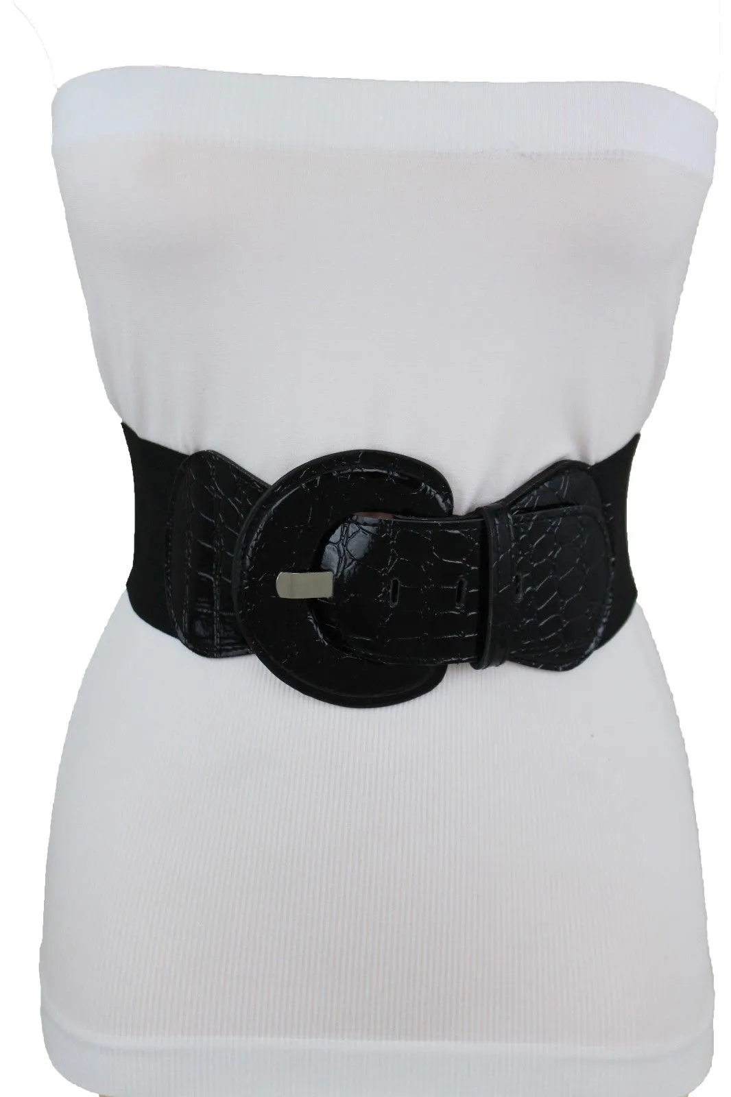 Women Hip High Waist Sexy Fashion Black Color Belt Big Round Buckle Size M L XL