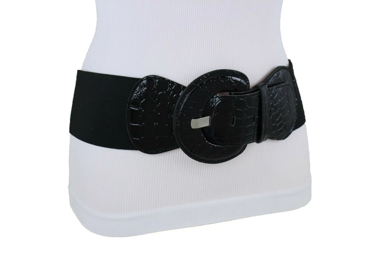 Women Hip High Waist Sexy Fashion Black Color Belt Big Round Buckle Size M L XL