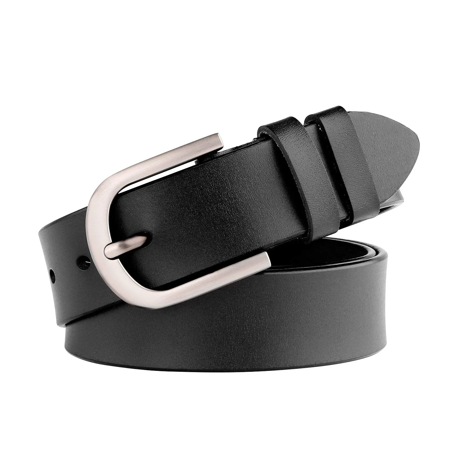 Women Leather Belt for Jeans Pants Dresses Black Ladies Waist Belt With Pin Buckle
