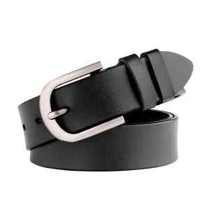Women Leather Belt for Jeans Pants Dresses Black Ladies Waist Belt With Pin Buckle