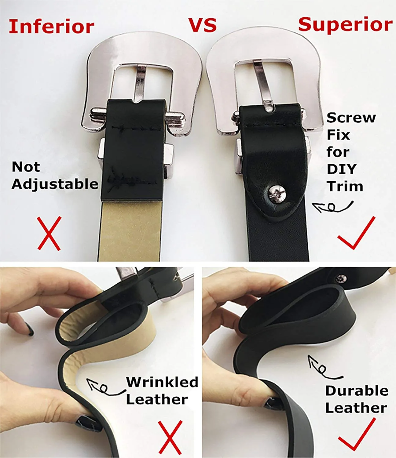 Women Leather Belts Ladies Vintage Western Design Black Waist Belt for Pants Jeans Dresses