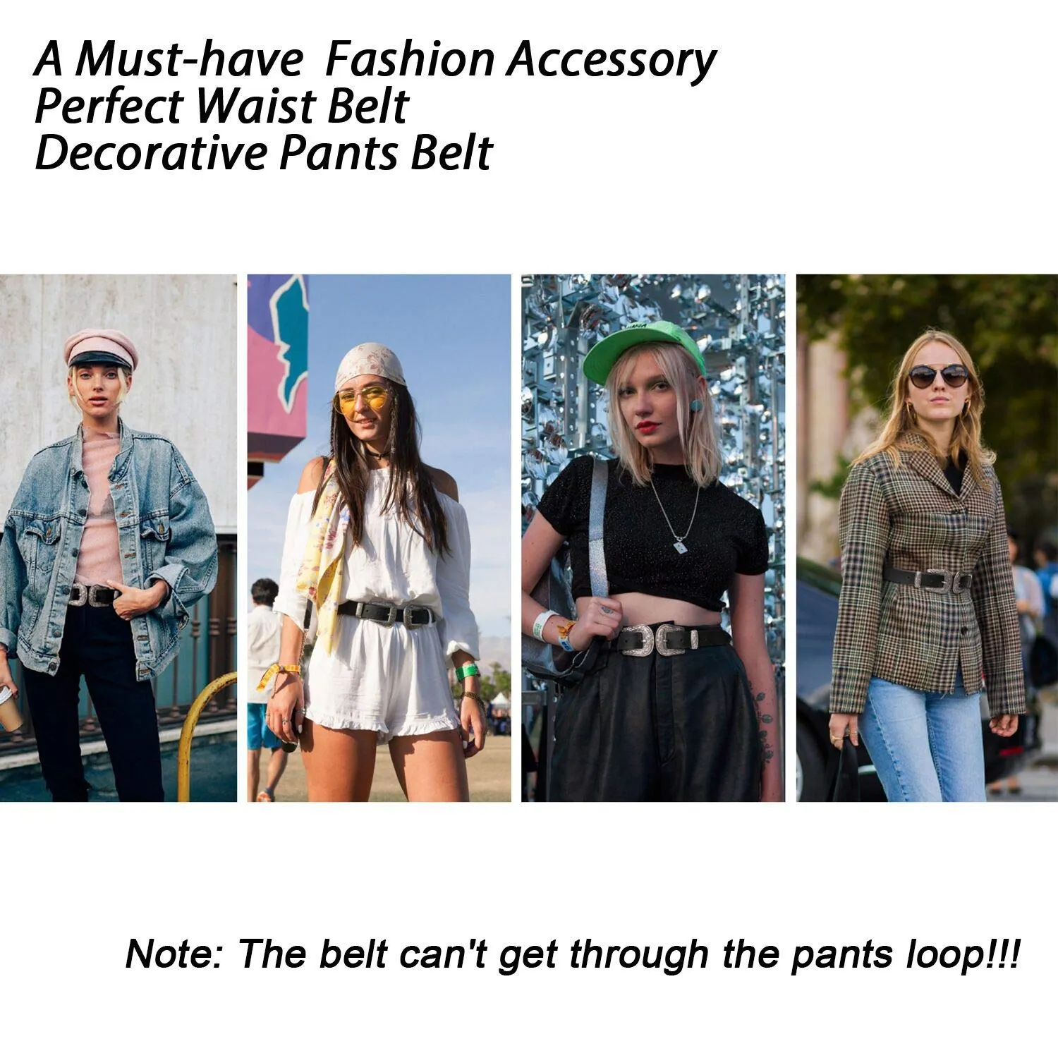 Women Leather Belts Ladies Vintage Western Design Black Waist Belt for Pants Jeans Dresses