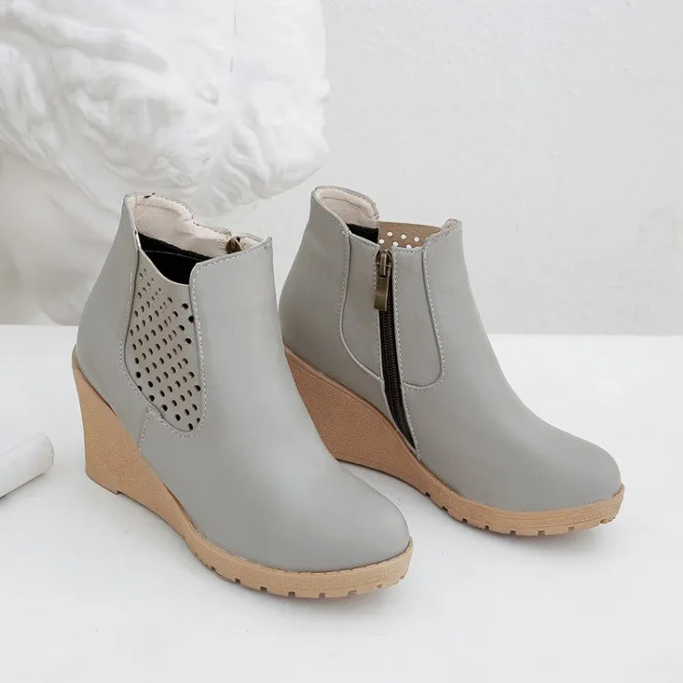 Women Platform Wedges Heel Short Boots