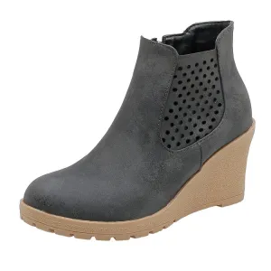 Women Platform Wedges Heel Short Boots