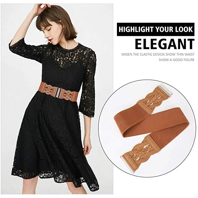 Women Plus Elastic Stretchy Retro Wide Waist Cinch Belt