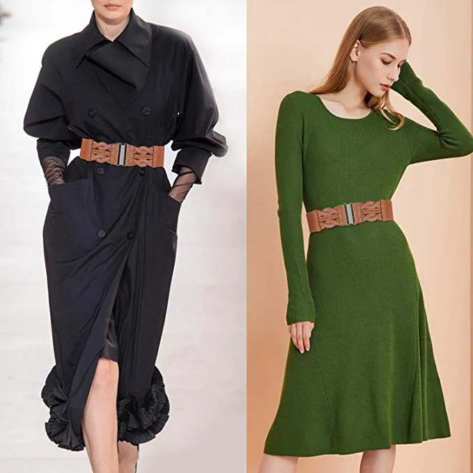 Women Plus Elastic Stretchy Retro Wide Waist Cinch Belt