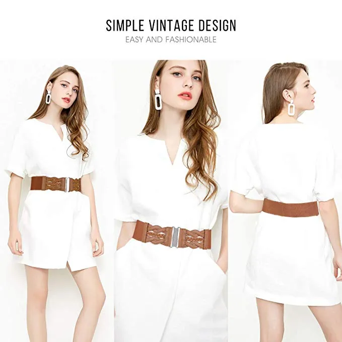 Women Plus Elastic Stretchy Retro Wide Waist Cinch Belt