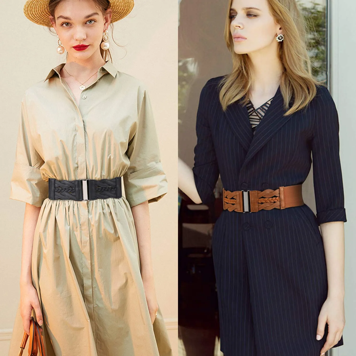Women Plus Elastic Stretchy Retro Wide Waist Cinch Belt