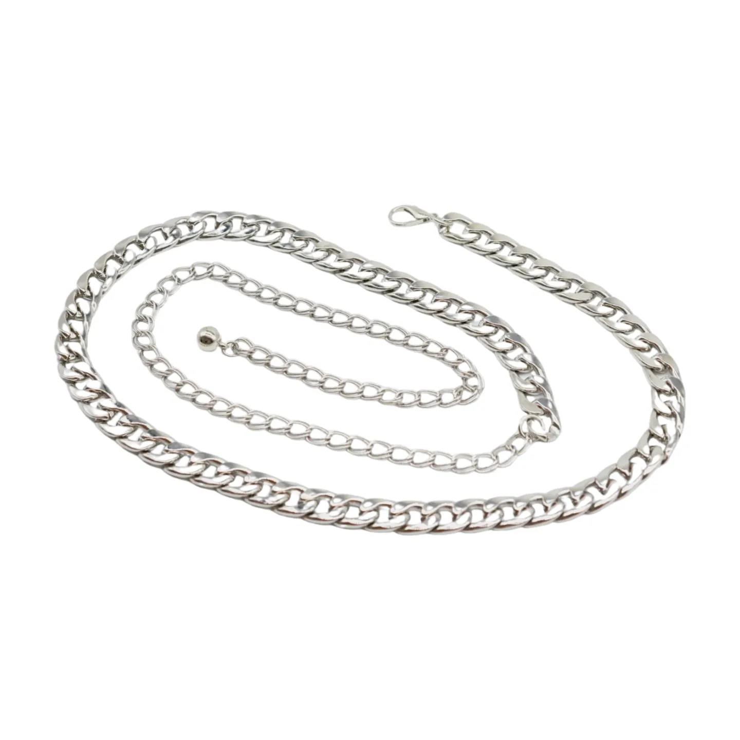 Women Silver Metal Chain Links Skinny Fashion Belt Size S M L