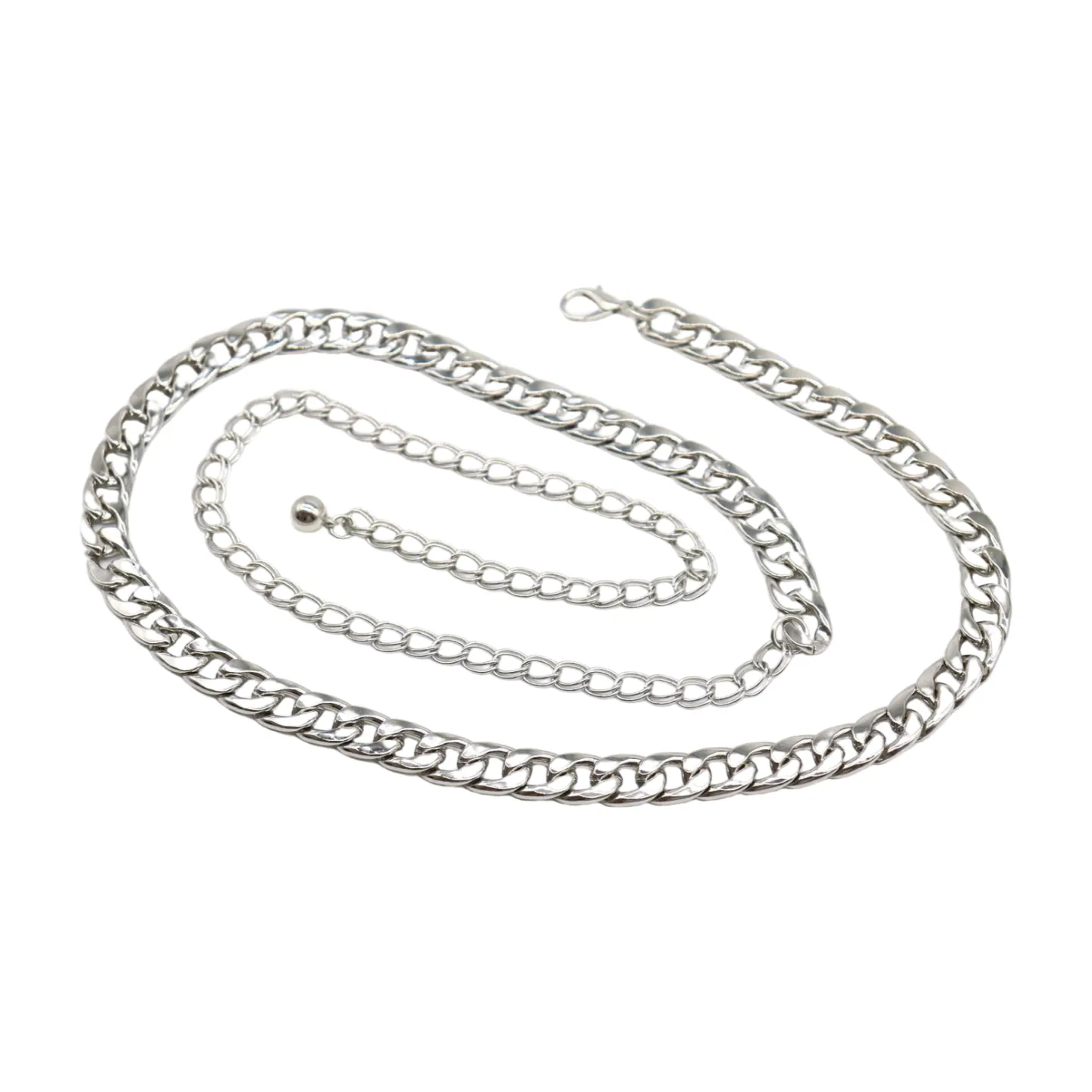 Women Silver Metal Chain Links Skinny Fashion Belt Size S M L