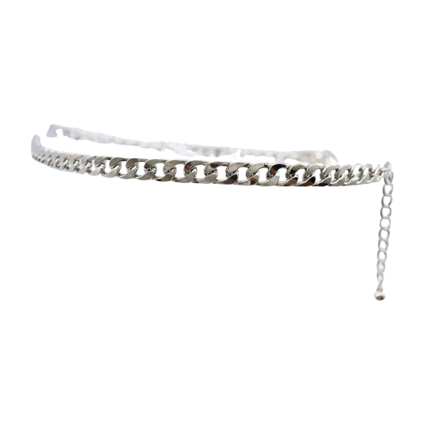 Women Silver Metal Chain Links Skinny Fashion Belt Size S M L