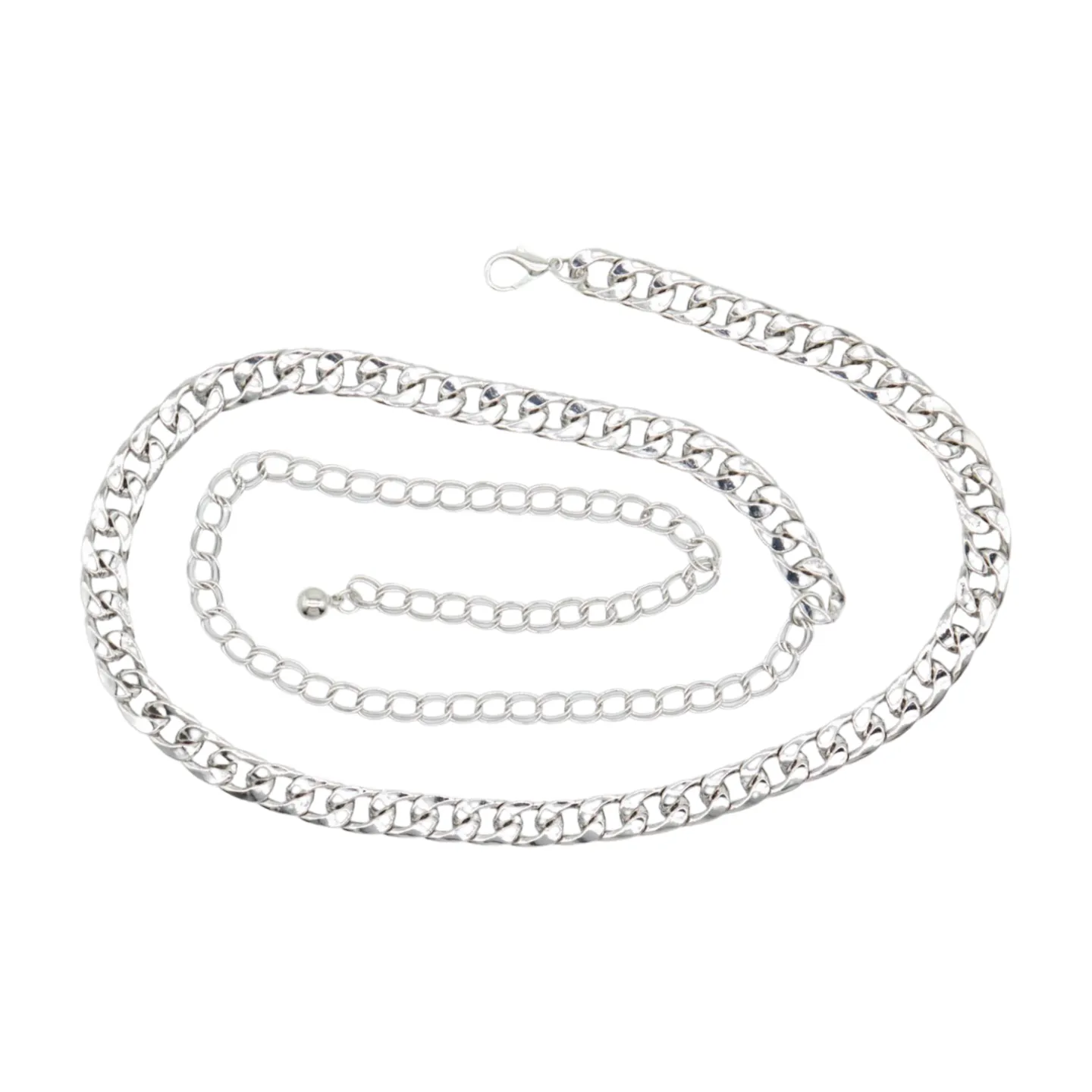 Women Silver Metal Chain Links Skinny Fashion Belt Size S M L