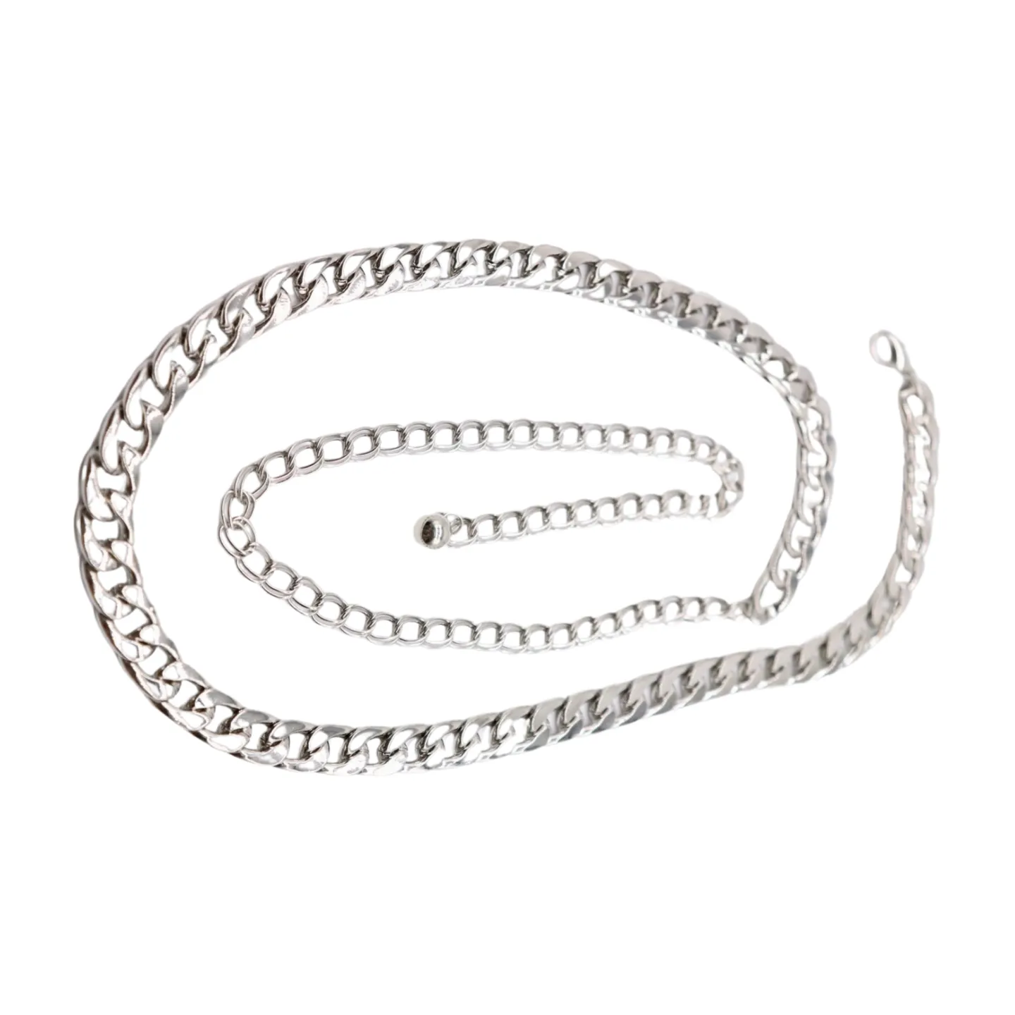 Women Silver Metal Chain Links Skinny Fashion Belt Size S M L