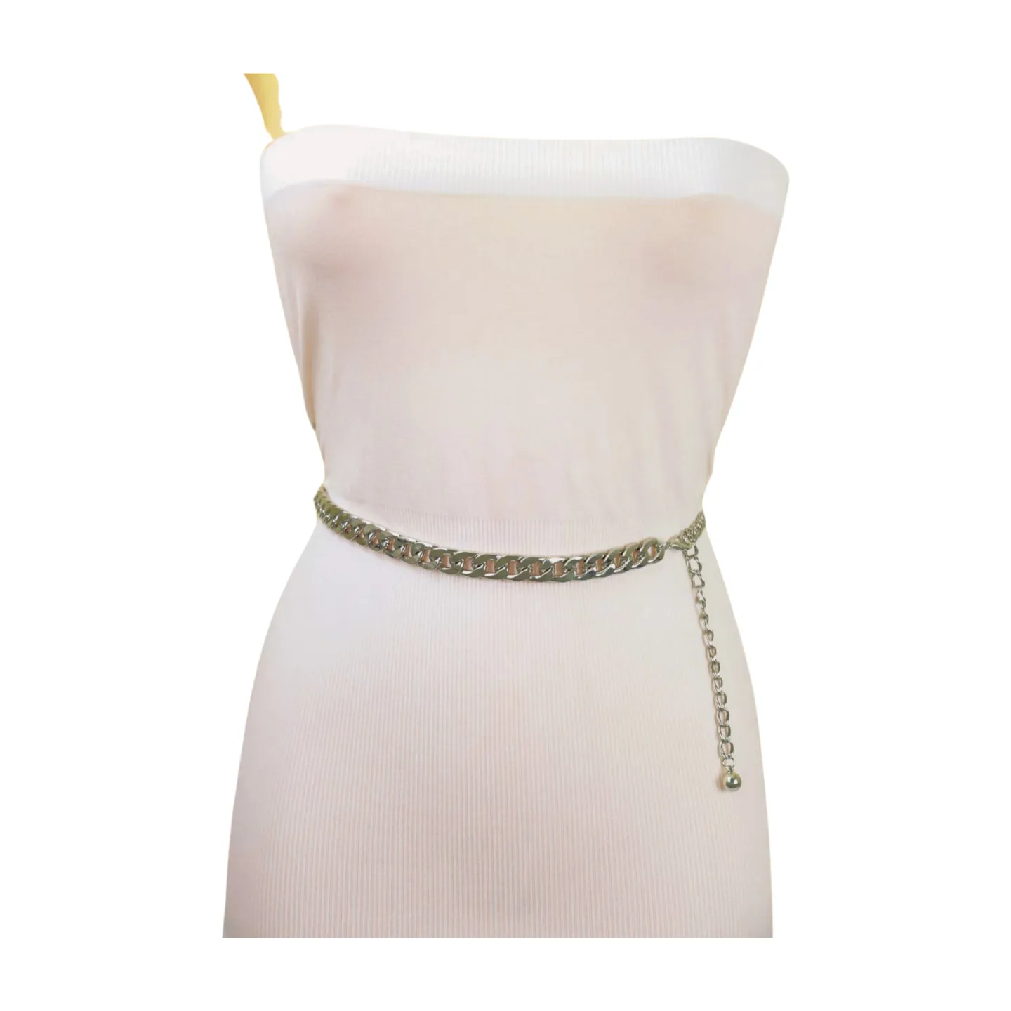 Women Silver Metal Chain Links Skinny Fashion Belt Size S M L