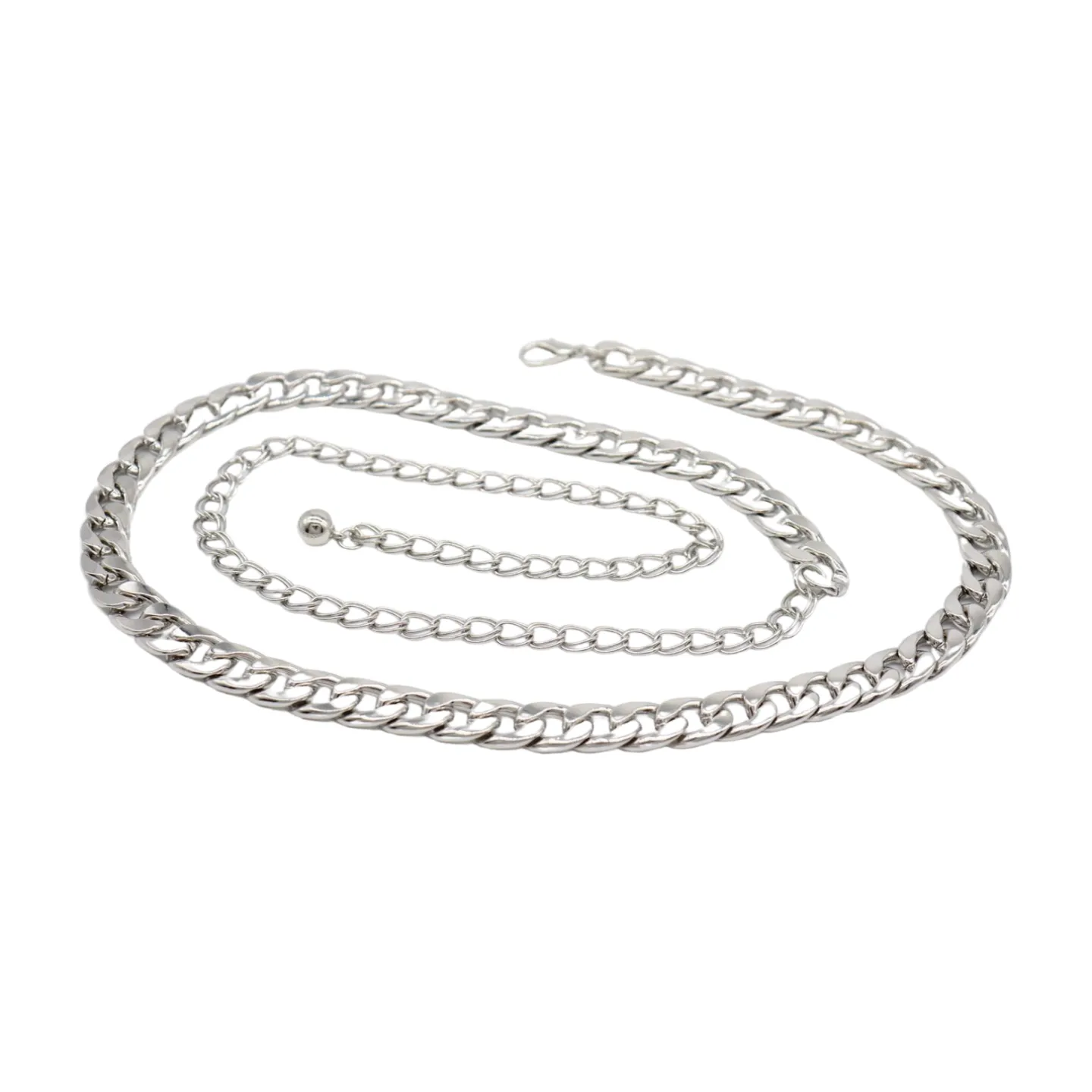 Women Silver Metal Chain Links Skinny Fashion Belt Size S M L