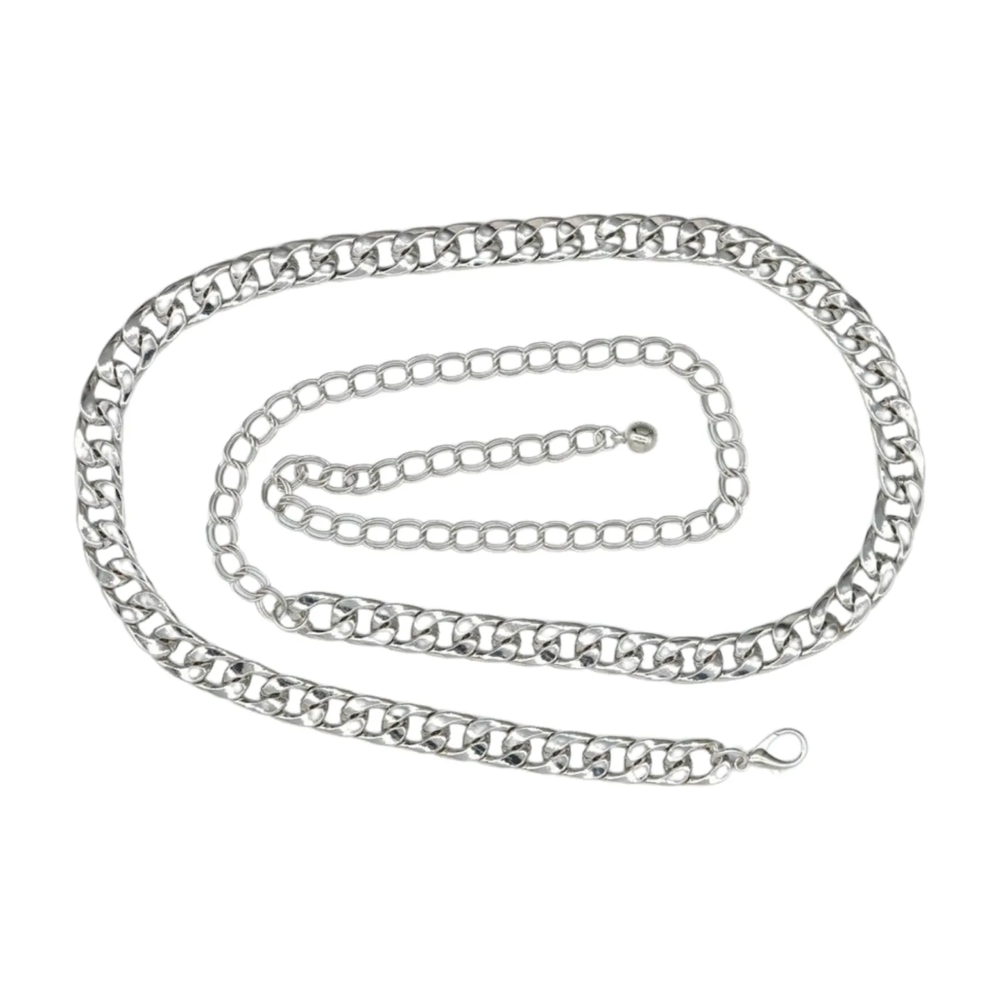 Women Silver Metal Chain Links Skinny Fashion Belt Size S M L