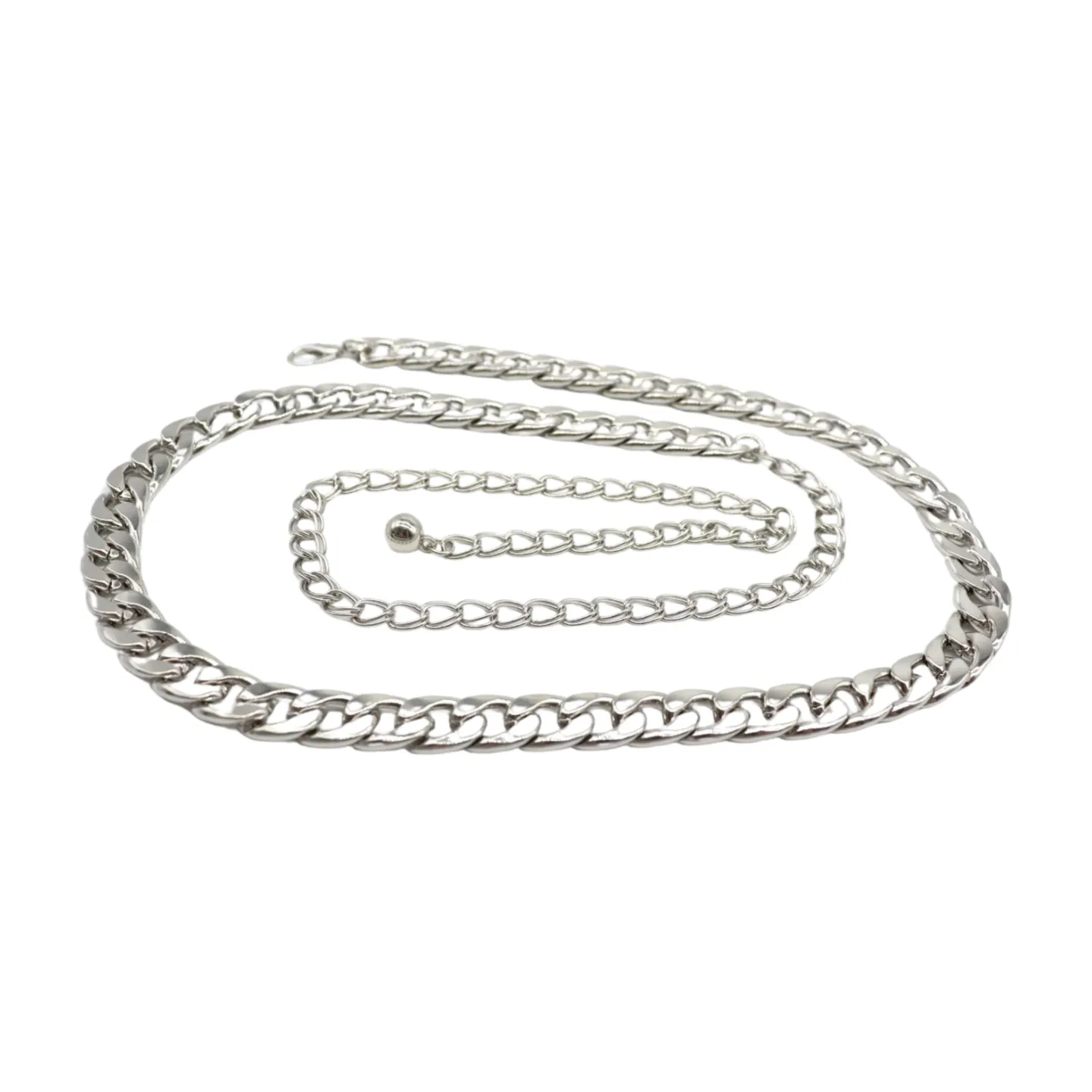 Women Silver Metal Chain Links Skinny Fashion Belt Size S M L