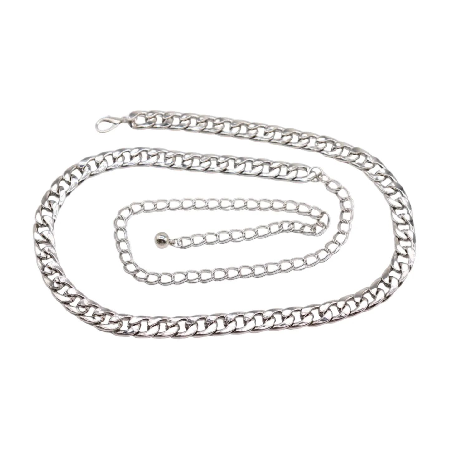 Women Silver Metal Chain Links Skinny Fashion Belt Size S M L