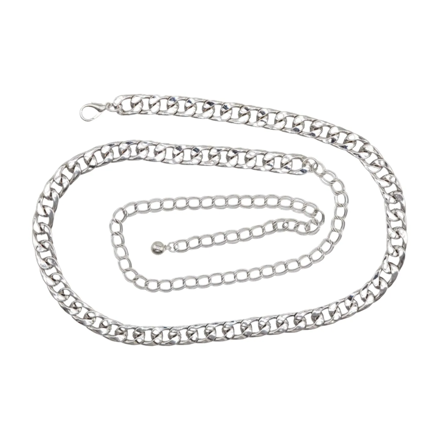 Women Silver Metal Chain Links Skinny Fashion Belt Size S M L