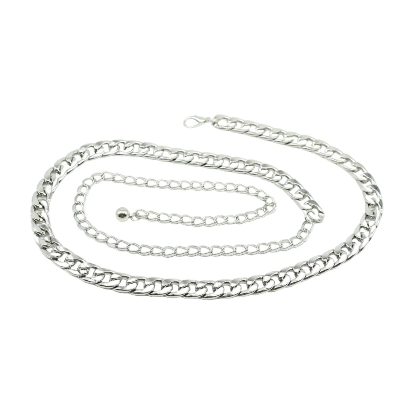 Women Silver Metal Chain Links Skinny Fashion Belt Size S M L