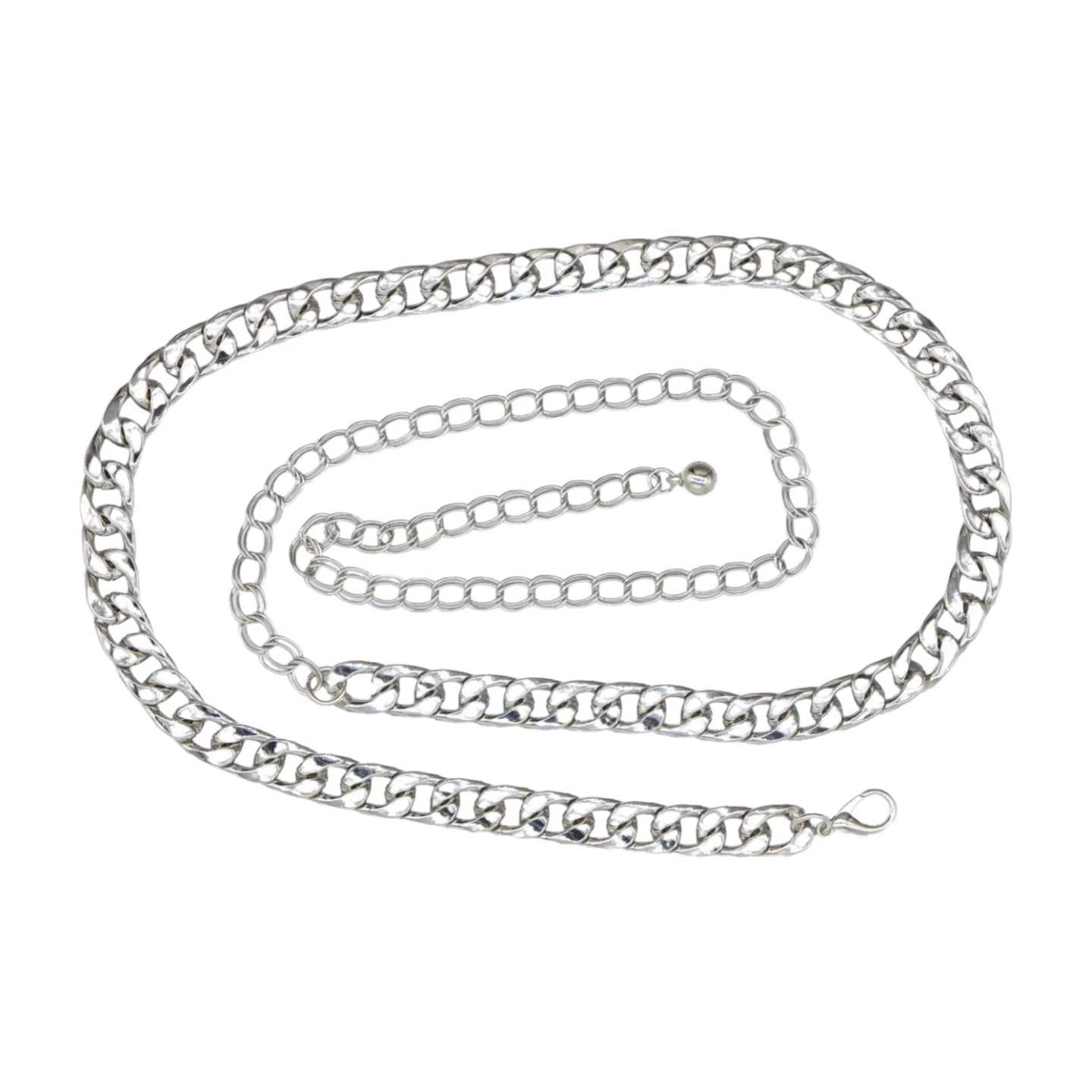Women Silver Metal Chain Links Skinny Fashion Belt Size S M L