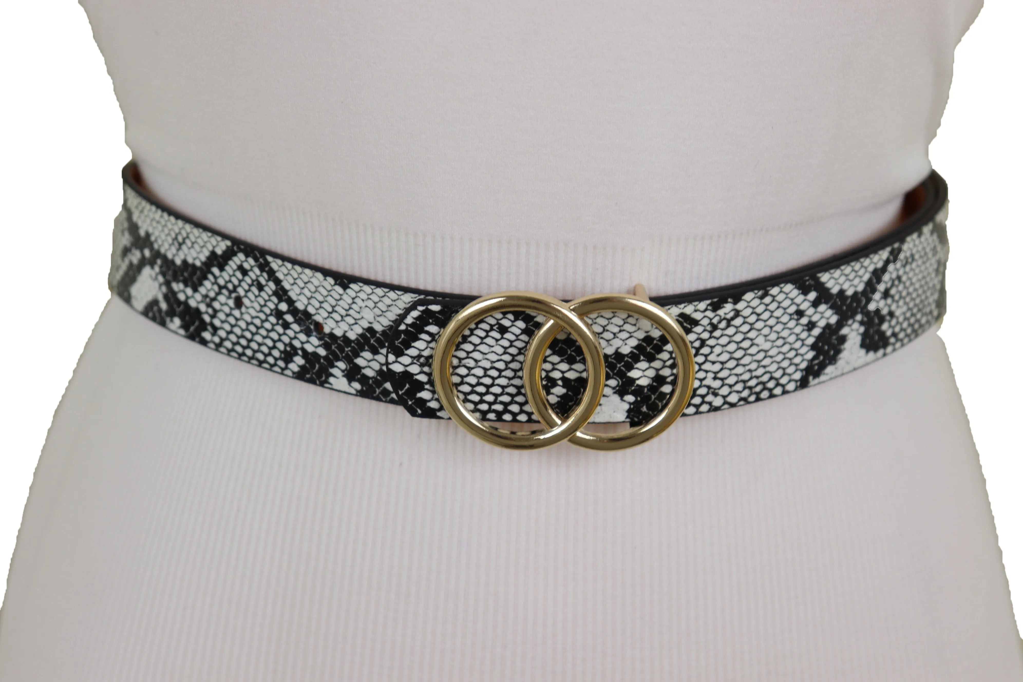 Women Silver Metal Chain Links Skinny Fashion Belt Size S M L