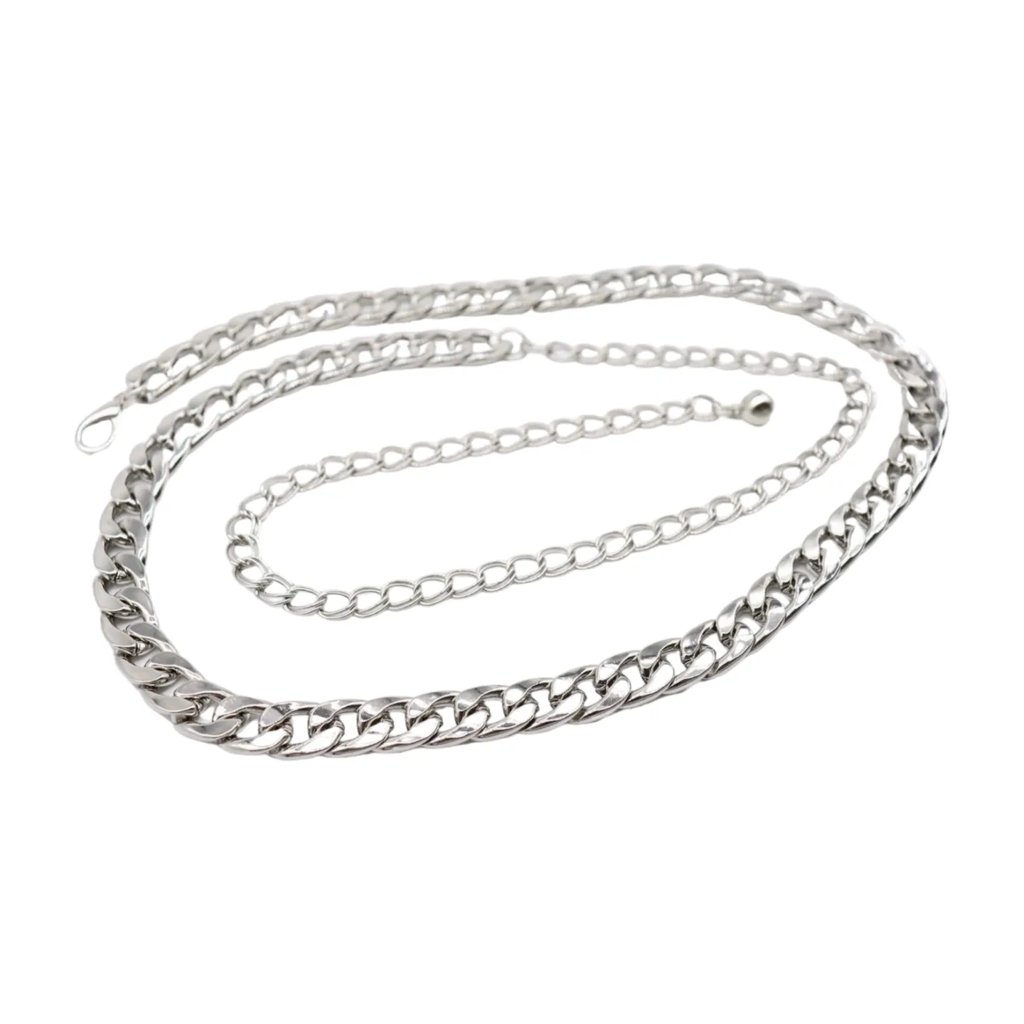 Women Silver Metal Chain Links Skinny Fashion Belt Size S M L