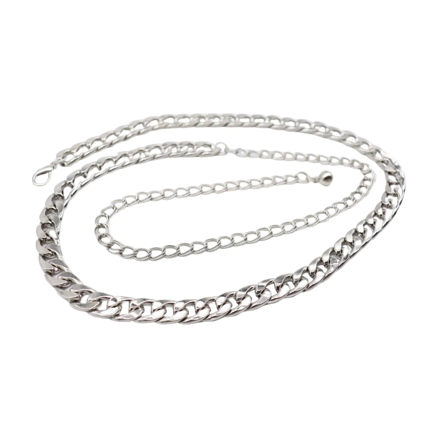 Women Silver Metal Chain Links Skinny Fashion Belt Size S M L