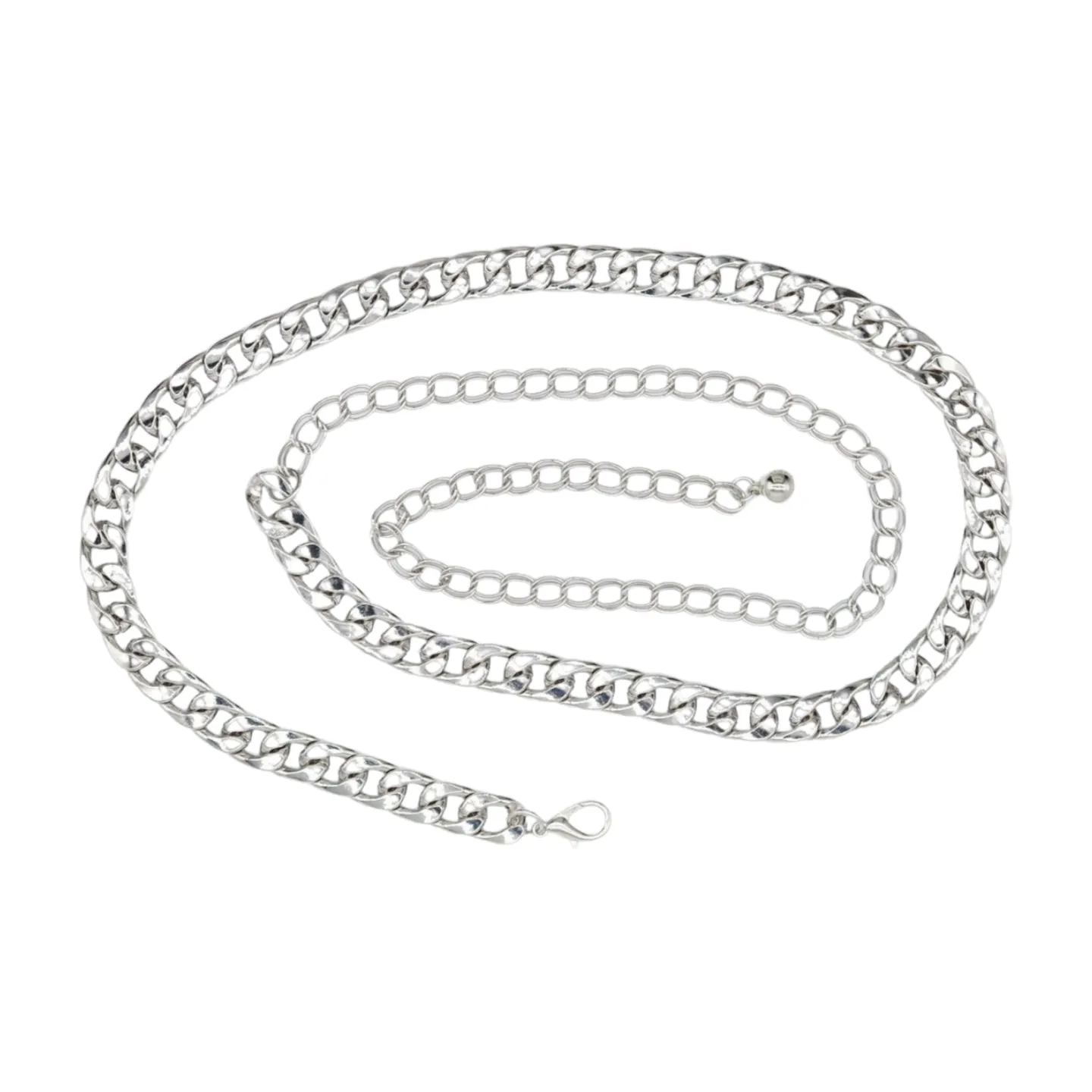 Women Silver Metal Chain Links Skinny Fashion Belt Size S M L