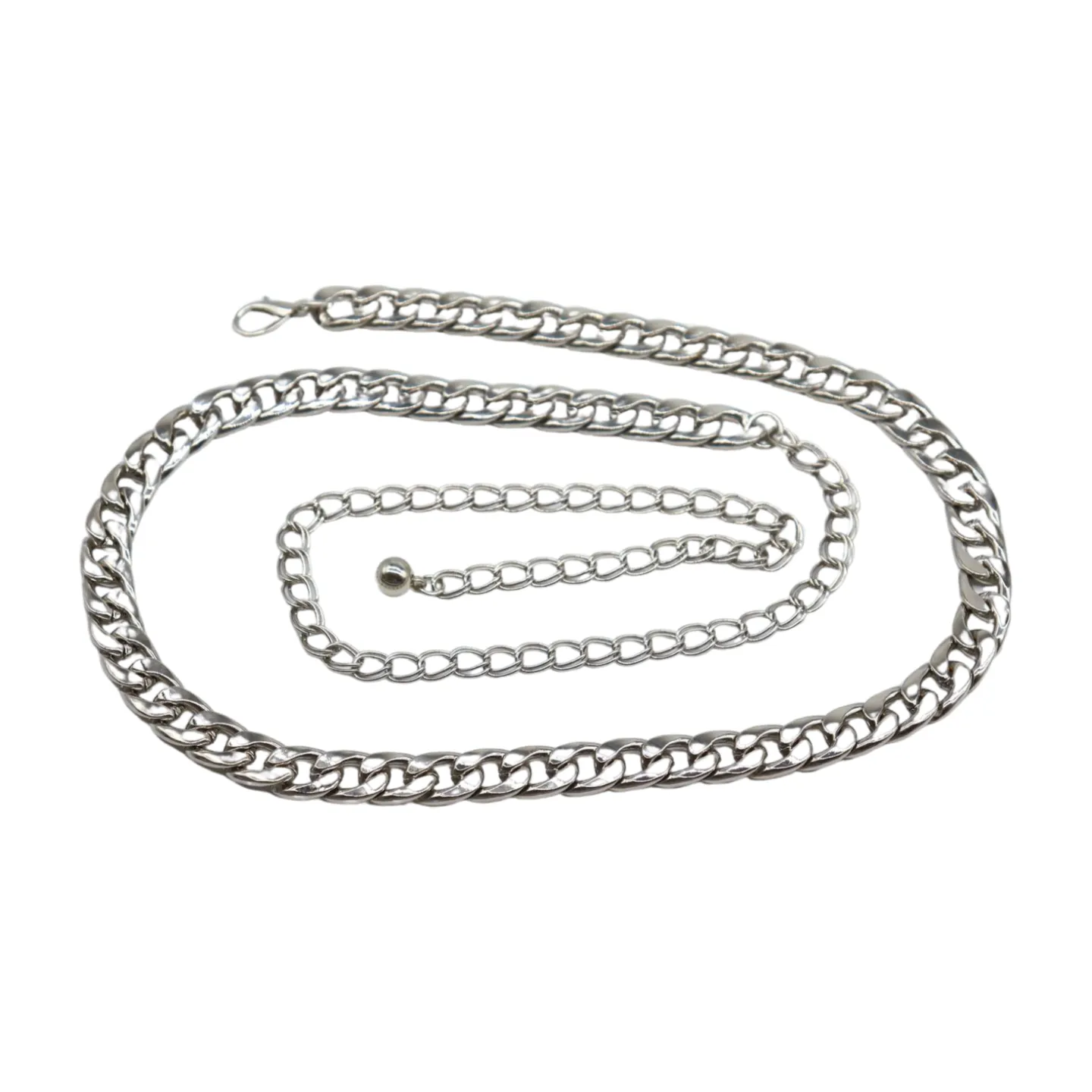 Women Silver Metal Chain Links Skinny Fashion Belt Size S M L