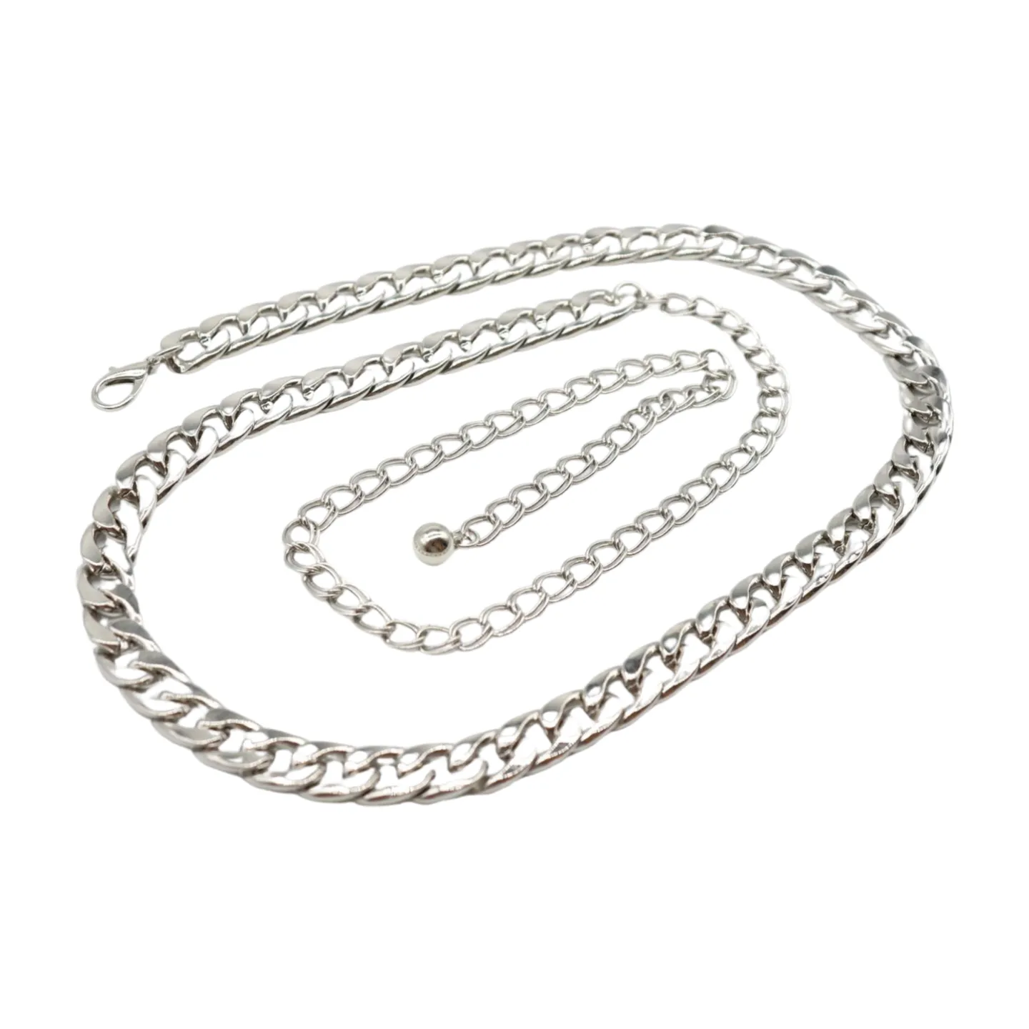 Women Silver Metal Chain Links Skinny Fashion Belt Size S M L