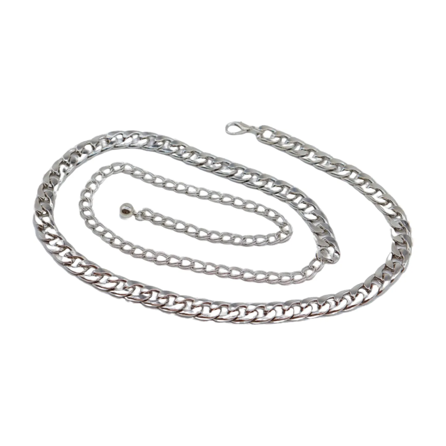 Women Silver Metal Chain Links Skinny Fashion Belt Size S M L