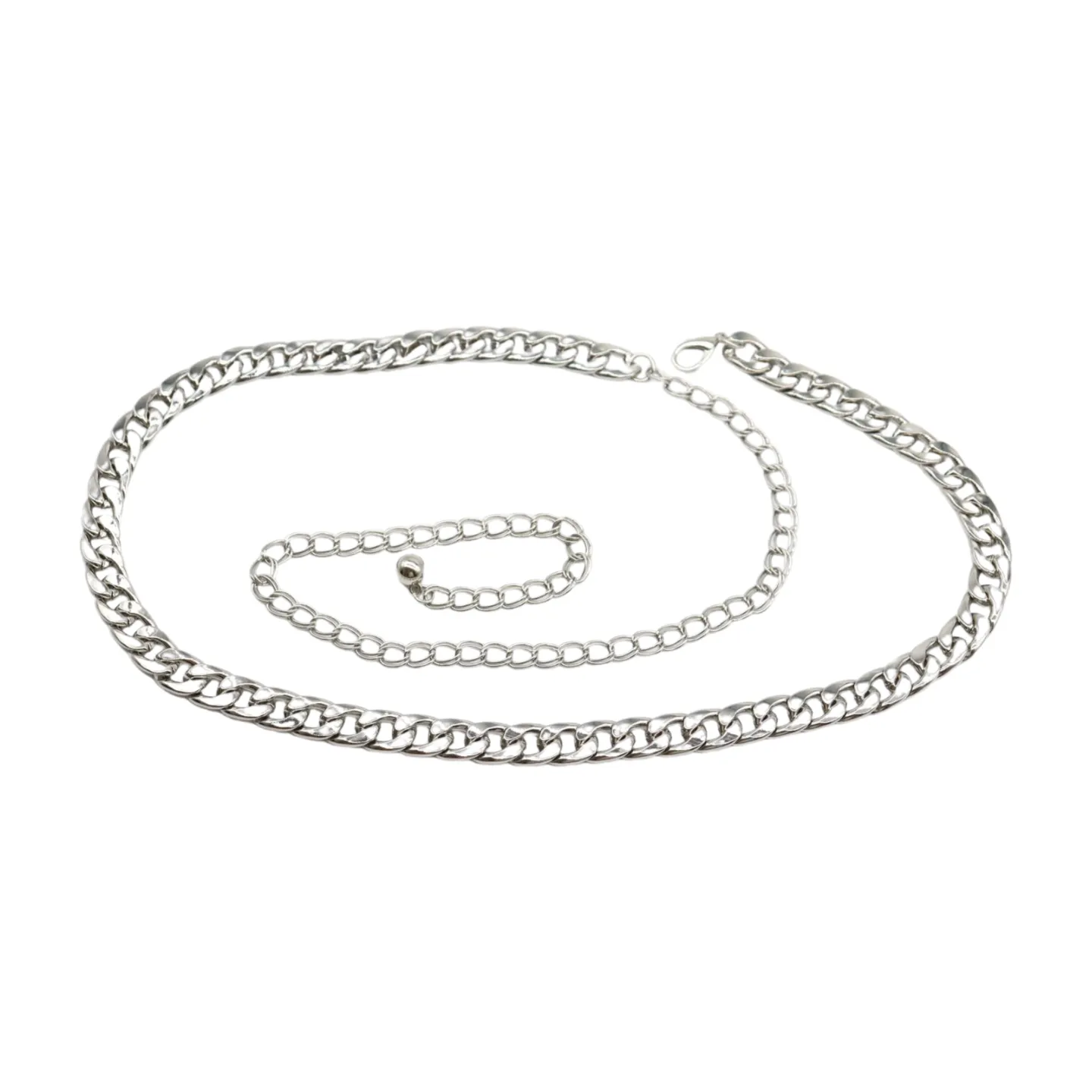 Women Silver Metal Chain Links Skinny Fashion Belt Size S M L