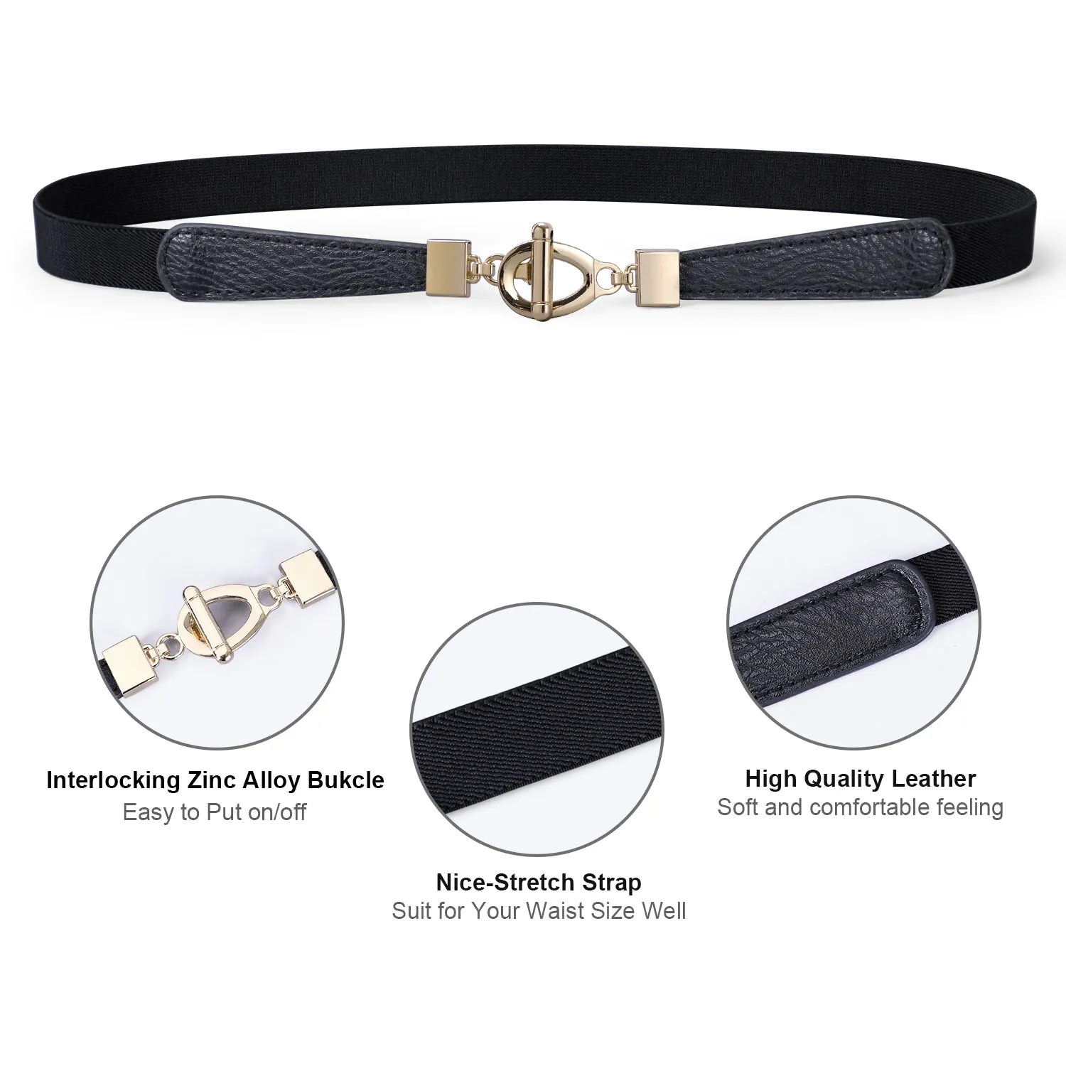 Women Skinny Elastic Stretch Belt for Dresses Retro Ladies Waist Cinch Thin Belt By JASGOOD