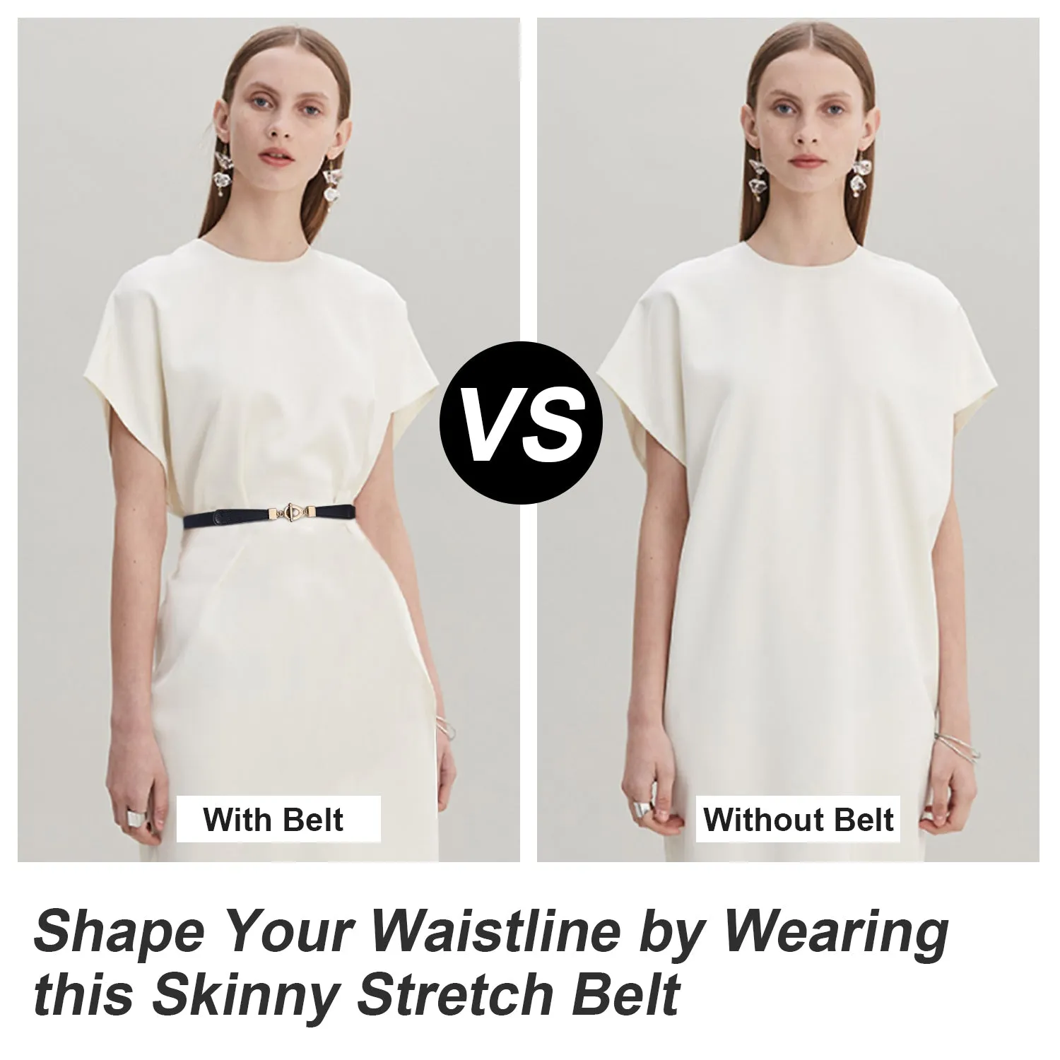 Women Skinny Elastic Stretch Belt for Dresses Retro Ladies Waist Cinch Thin Belt By JASGOOD