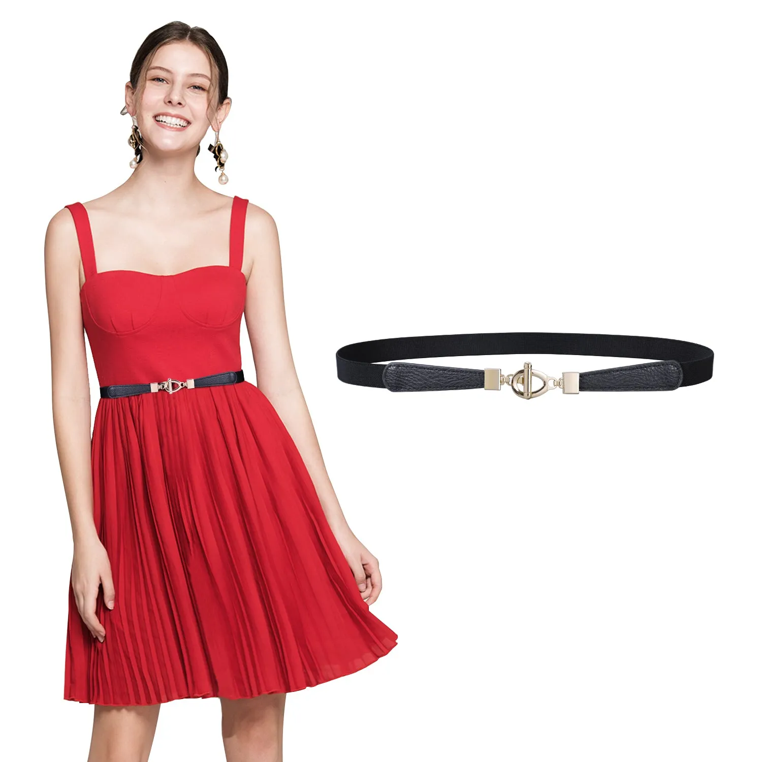 Women Skinny Elastic Stretch Belt for Dresses Retro Ladies Waist Cinch Thin Belt By JASGOOD