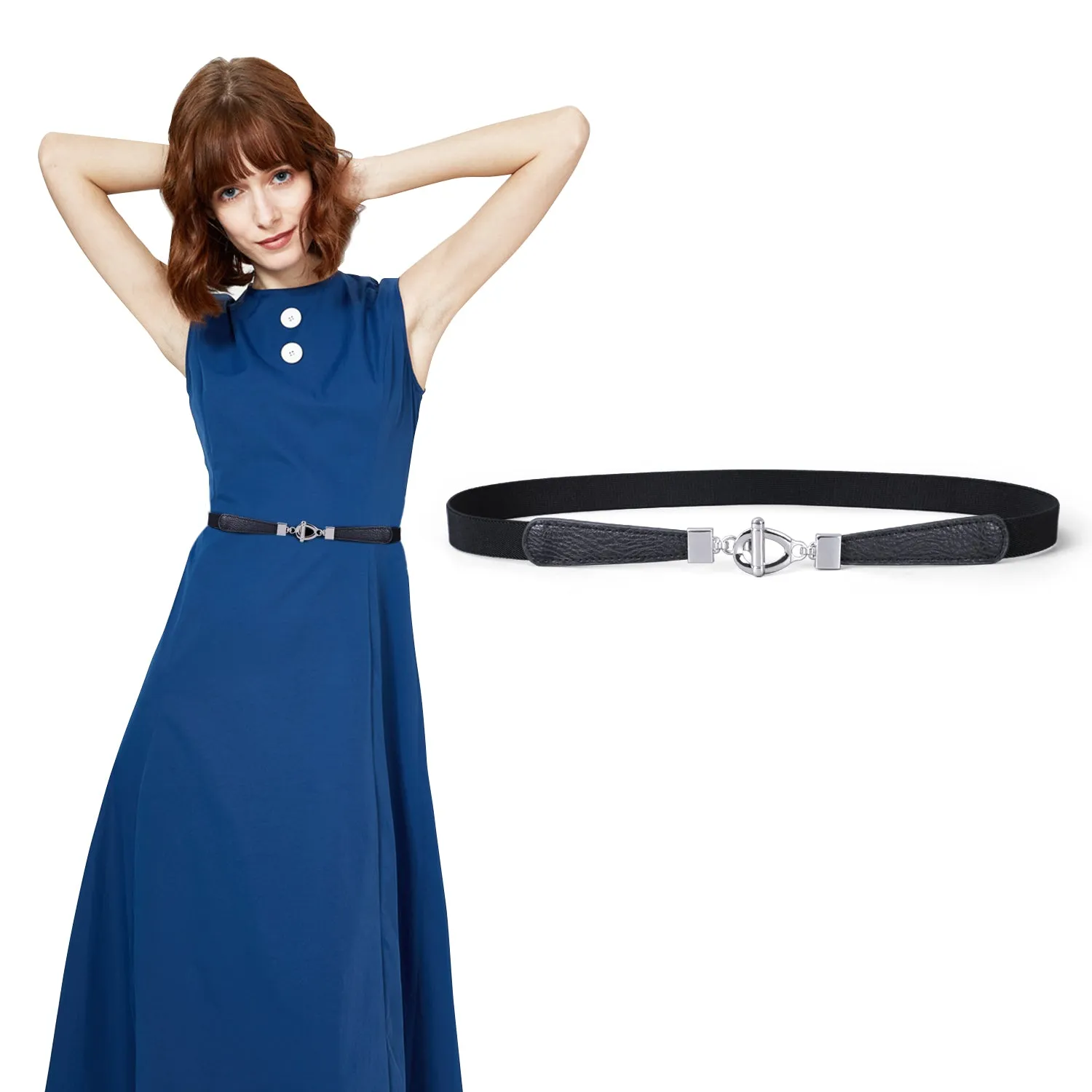 Women Skinny Elastic Stretch Belt for Dresses Retro Ladies Waist Cinch Thin Belt By JASGOOD