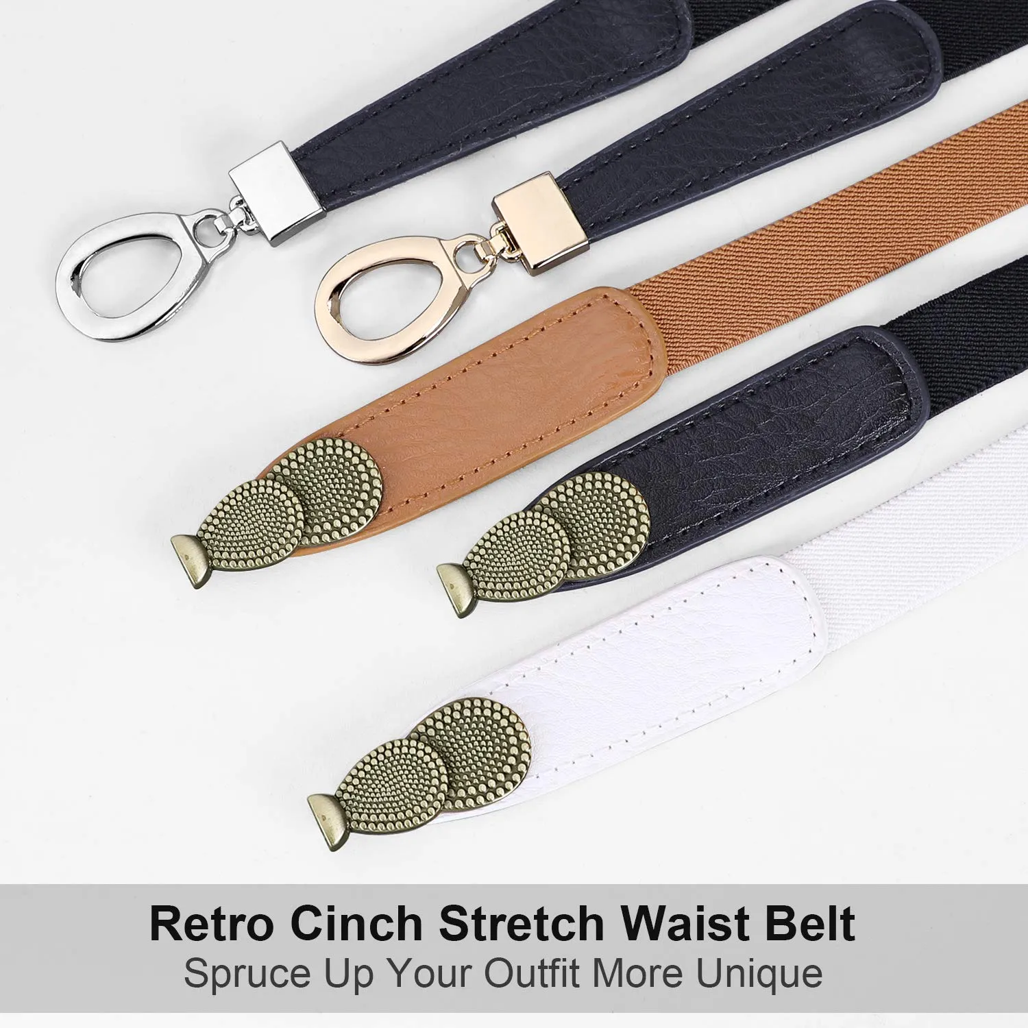 Women Skinny Elastic Stretch Belt for Dresses Retro Ladies Waist Vintage Thin Belt by JASGOOD