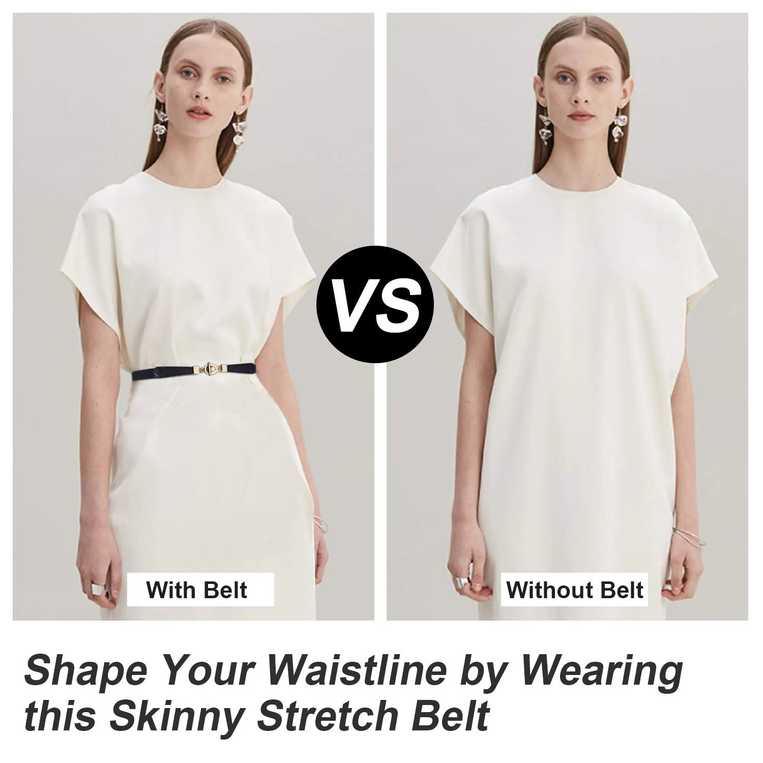 Women Skinny Elastic Stretch Belt for Dresses Retro Ladies Waist Vintage Thin Belt by JASGOOD