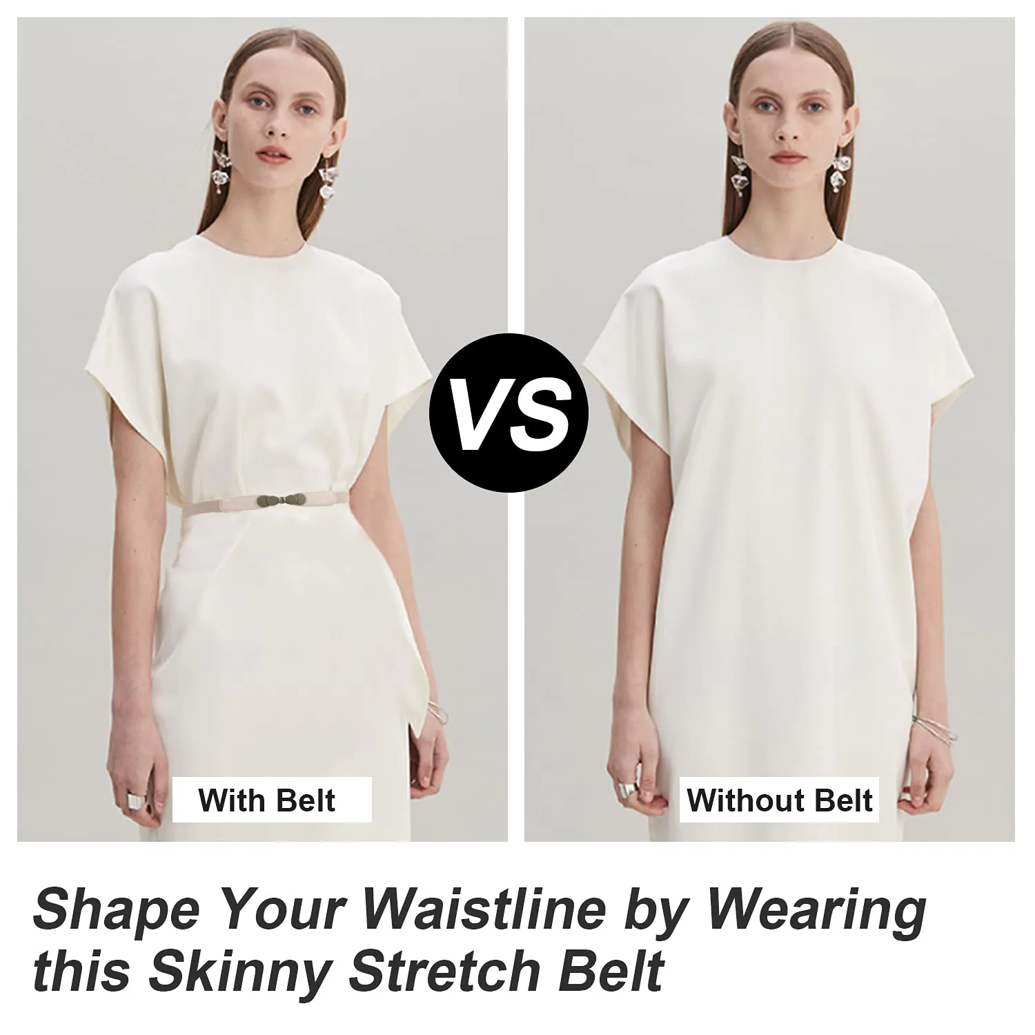 Women Skinny Elastic Stretch Belt for Dresses Retro Ladies Waist Vintage Thin Belt by JASGOOD