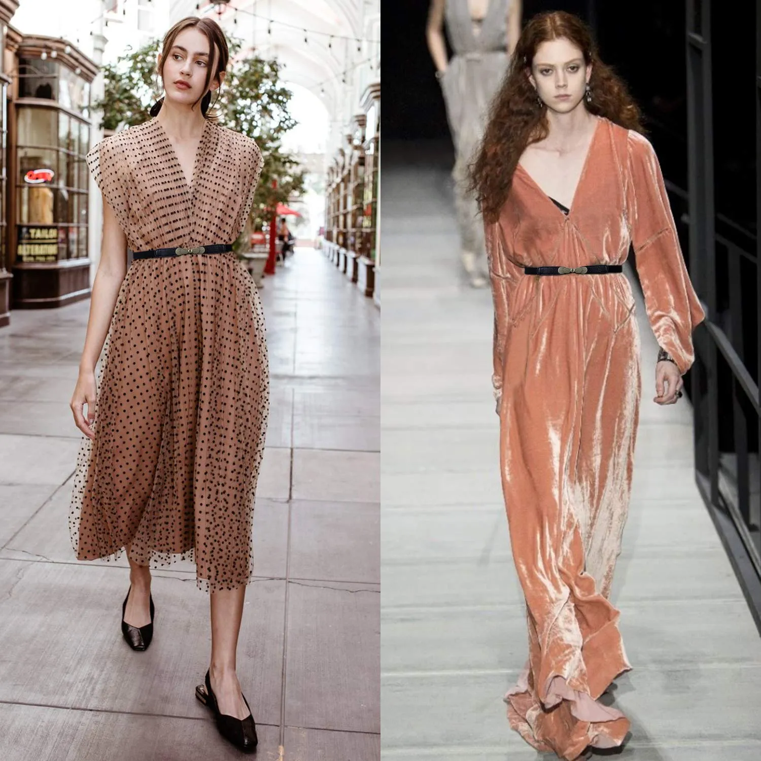 Women Skinny Elastic Stretch Belt for Dresses Retro Ladies Waist Vintage Thin Belt by JASGOOD
