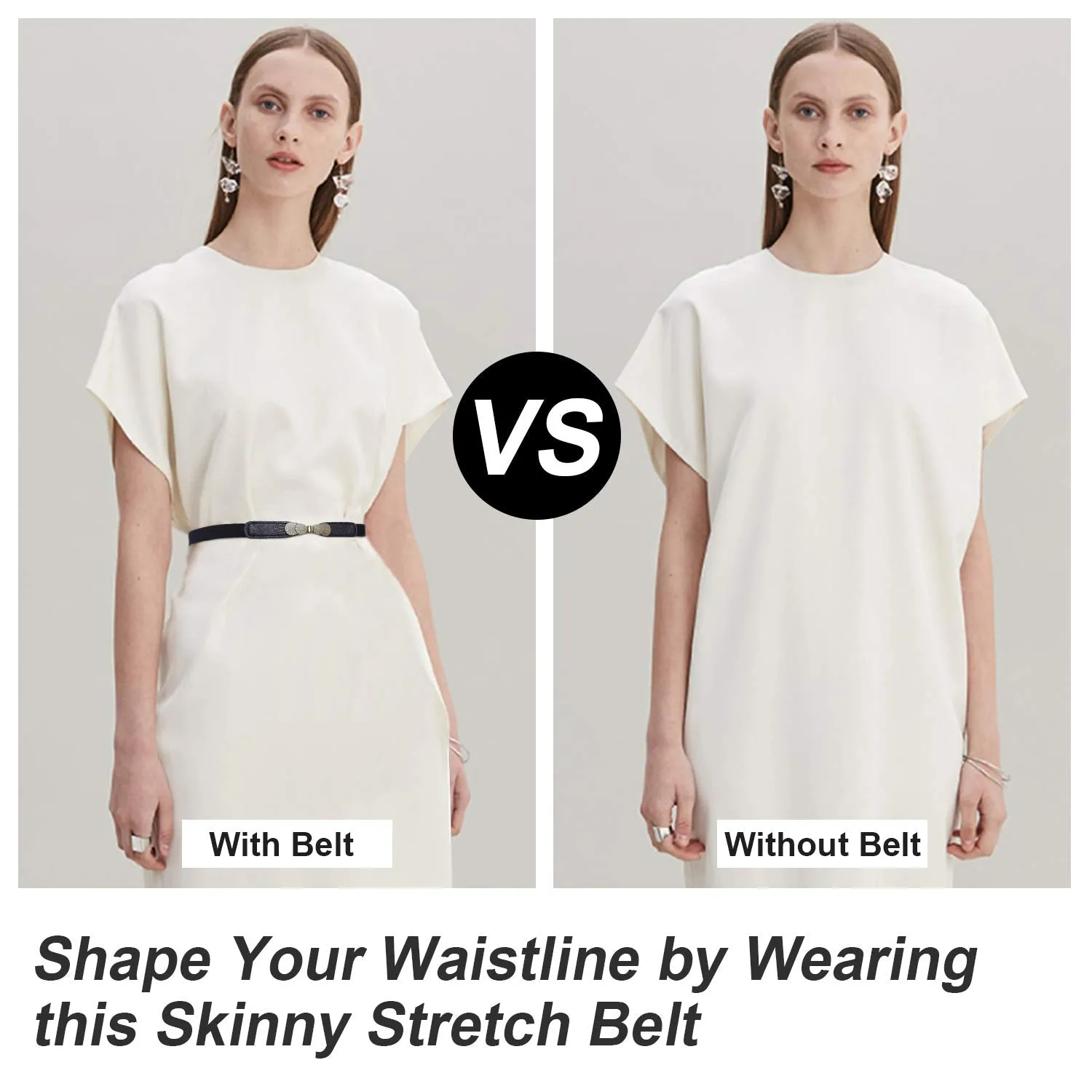 Women Skinny Elastic Stretch Belt for Dresses Retro Ladies Waist Vintage Thin Belt by JASGOOD